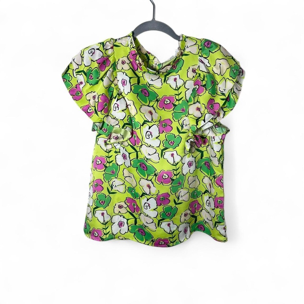 THML Pink and  Lime Green Ruffle Shirt (Sz‎ S) nwt